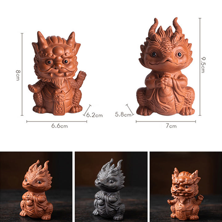 Buddha Stones, Glück, Drache, Reichtum, Tee, Haustier, lila Ton-Figur, Dekoration