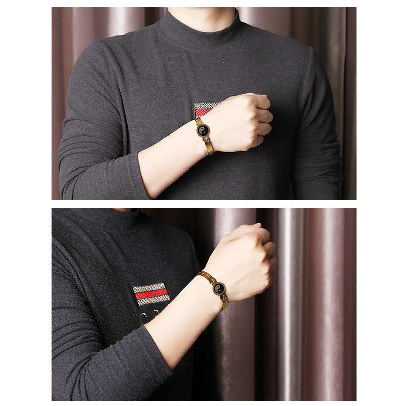 Buddha Stones, Yin Yang, Lotus, Om Mani, Padme Hum, Mantra, Titanstahl, Harmonie-Armband