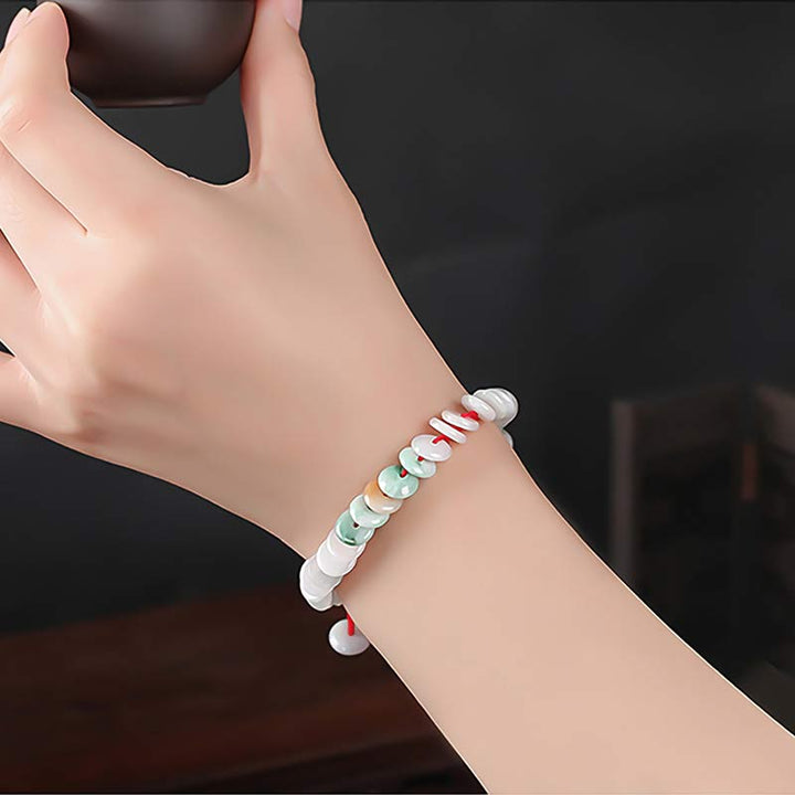 Rundes Jade-Glücksarmband mit roten Buddha Stonesn