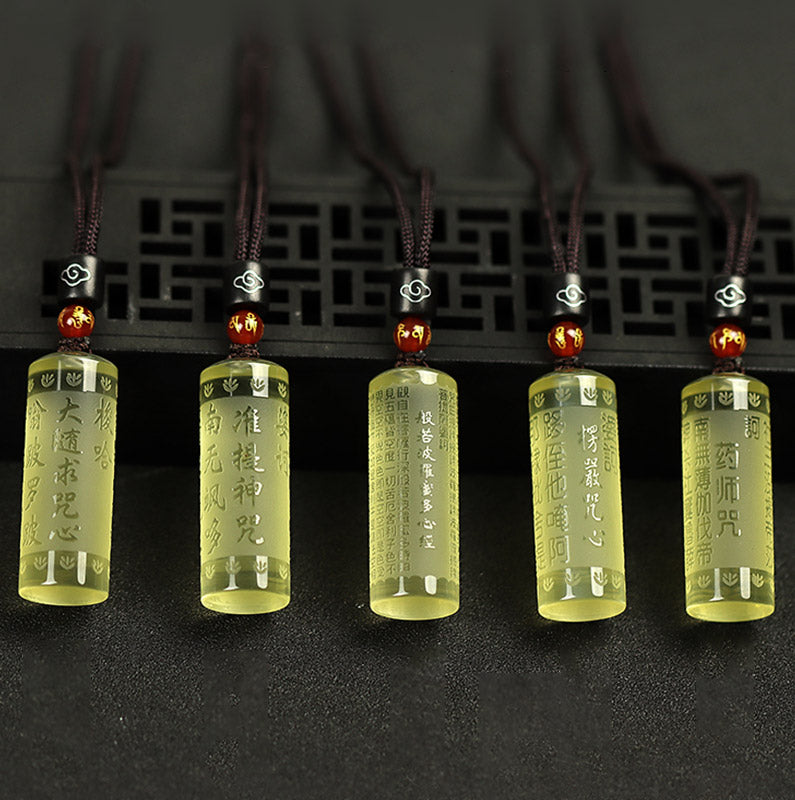 Herz Sutra Citrin Glück Stärke Halskette Anhänger