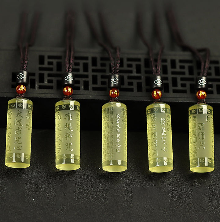 Herz Sutra Citrin Glück Stärke Halskette Anhänger