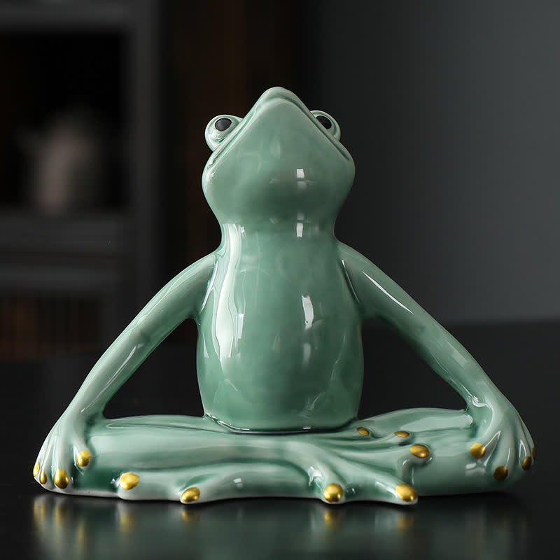 Meditierende Keramik-Zen-Frosch-Statue-Dekoration