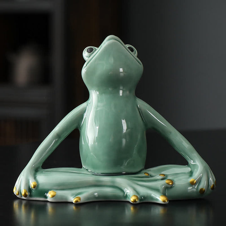 Meditierende Keramik-Zen-Frosch-Statue-Dekoration