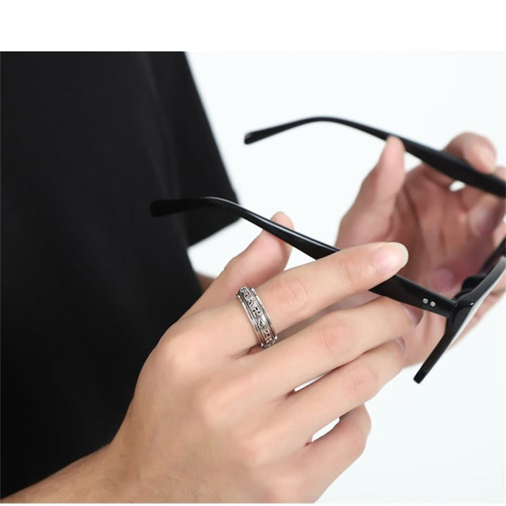 Buddha Stones, tibetischer Om Mani Padme Hum PiXiu, gravierter, drehbarer Ring für Reichtum und Glück