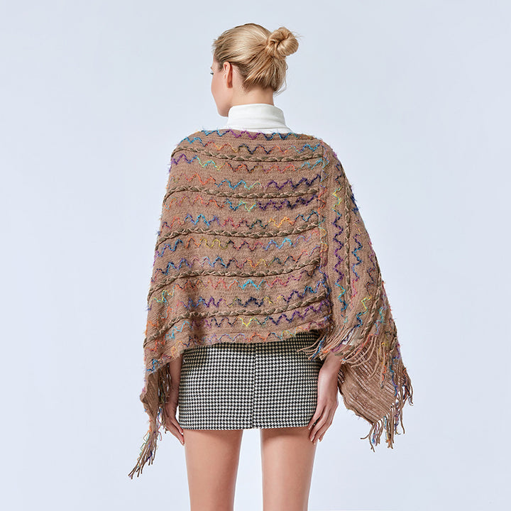 Buddha Stones Tibetischer bunt gestreifter Schal mit Quasten, Pullover für den Winter, gemütlicher Reiseschal