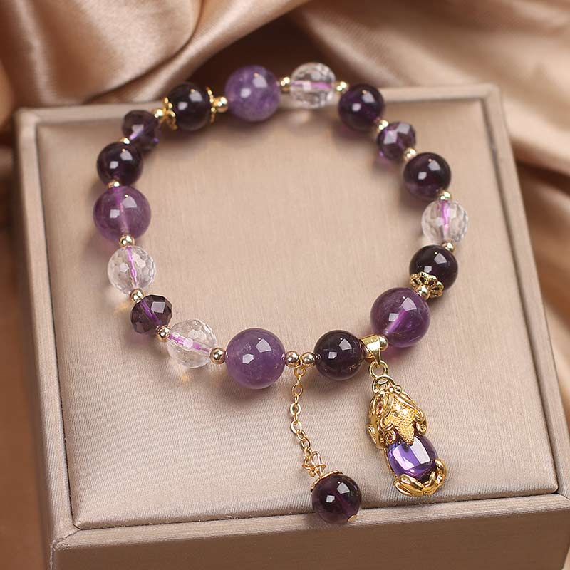 Buddha Stones Natürliches Amethyst PiXiu Heilarmband