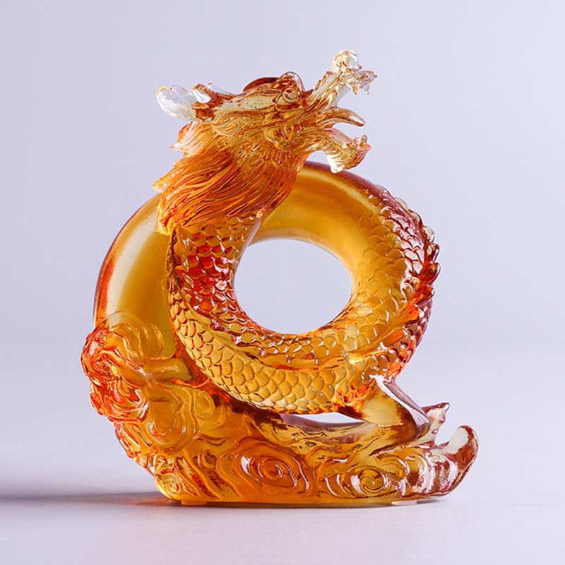 Buddha Stones, Jahr des Drachen, handgefertigt, chinesischer Tierkreis, gelber Drache, Liuli, Kristallkunstwerk, Schutz, Dekoration für Zuhause und Büro