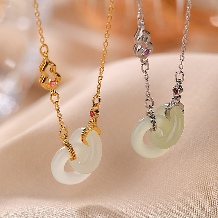 Buddha Stones 925 Sterling Silber Runder Jade Glück Wohlstand Halskette Kettenanhänger