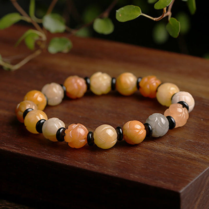 Goldenes Seiden-Jade-Lotus-Armband für Reichtum und Glück
