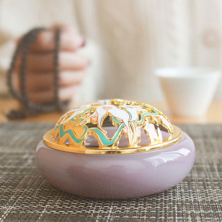 Buddha Stones Neunschwänziger Fuchs Liuli Kristall Heilung Meditation Räuchergefäß