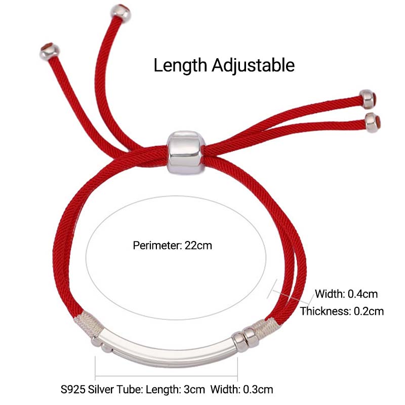 Buddha Stones Armband aus 925er-Sterlingsilber mit roter Schnur und mehrlagigem Geflecht