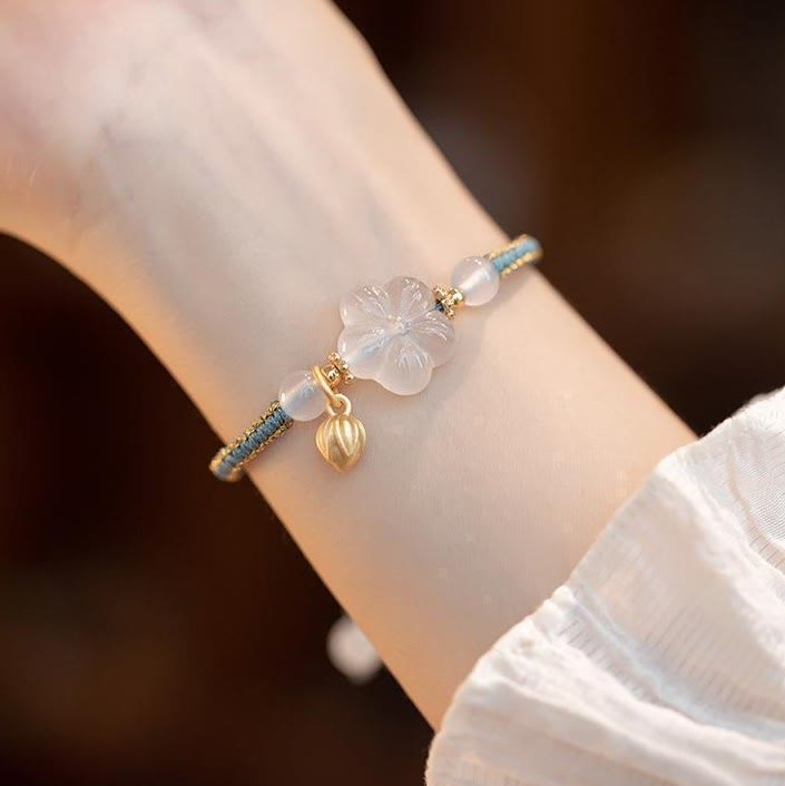 Armband mit Buddha Stonesn, rotem Achat, Jade, Lotus, Vertrauen, Ruhe