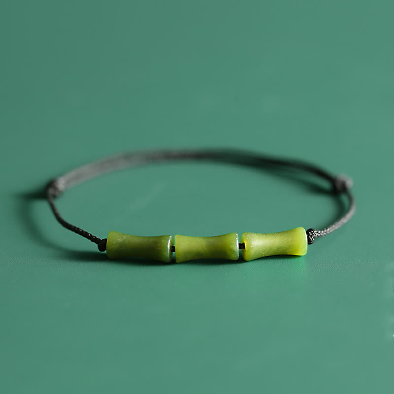 Buddha Stones, grünes Bambus-Jade-Muster, Glücks- und Fülle-Armband