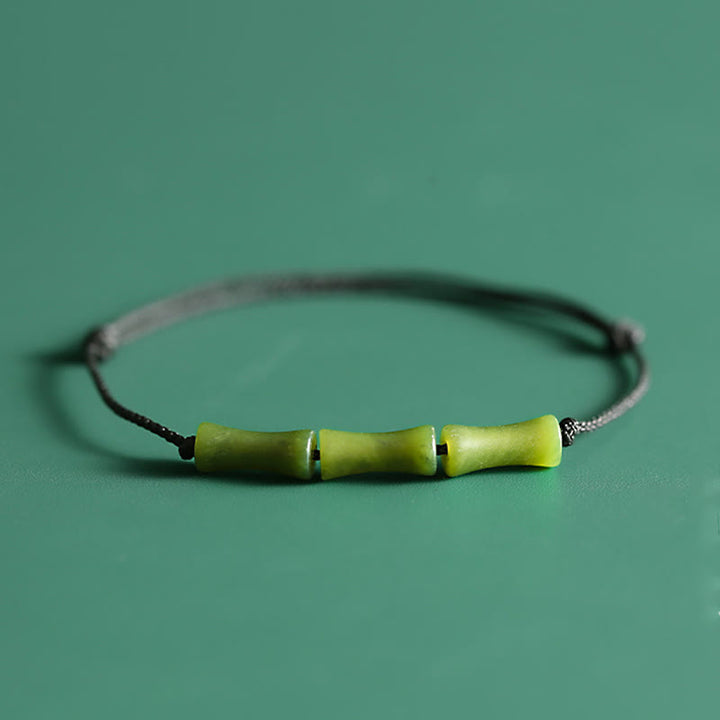 Buddha Stones, grünes Bambus-Jade-Muster, Glücks- und Fülle-Armband