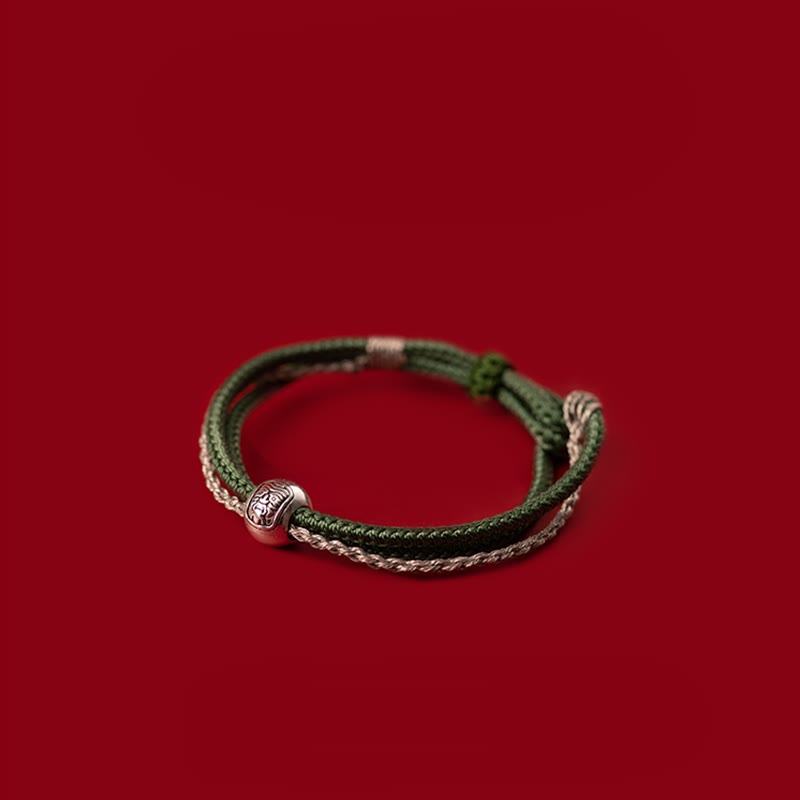 Buddha Stones 925 Sterling Silber Tibetisches Zakiram-Göttin des Reichtums-Glücksseil-Armband