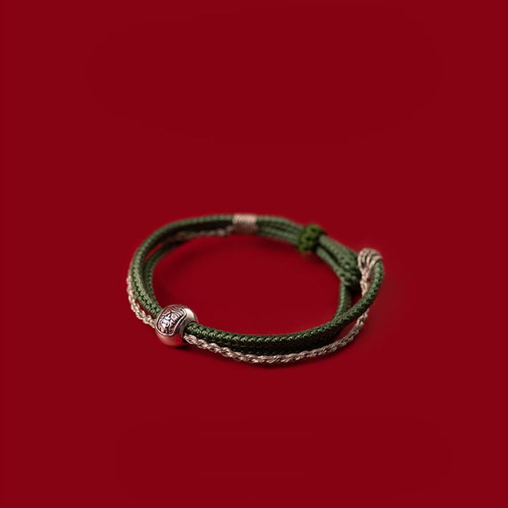 Buddha Stones 925 Sterling Silber Tibetisches Zakiram-Göttin des Reichtums-Glücksseil-Armband