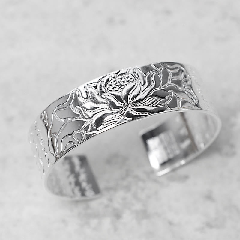 Buddha Stones Tibetisches Lotus-Glücksarmband aus Weiß Kupfer