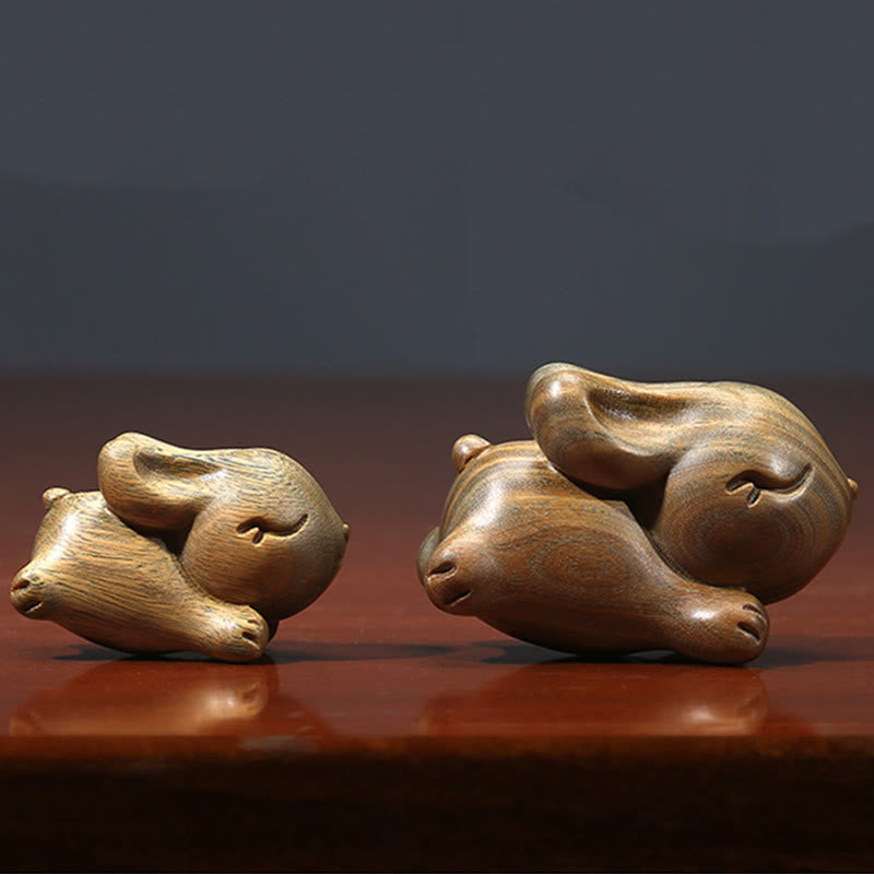 Buddha Stones Green Sandelwood Small Mini Cute Rabbit Bunny Peace Dekorationen