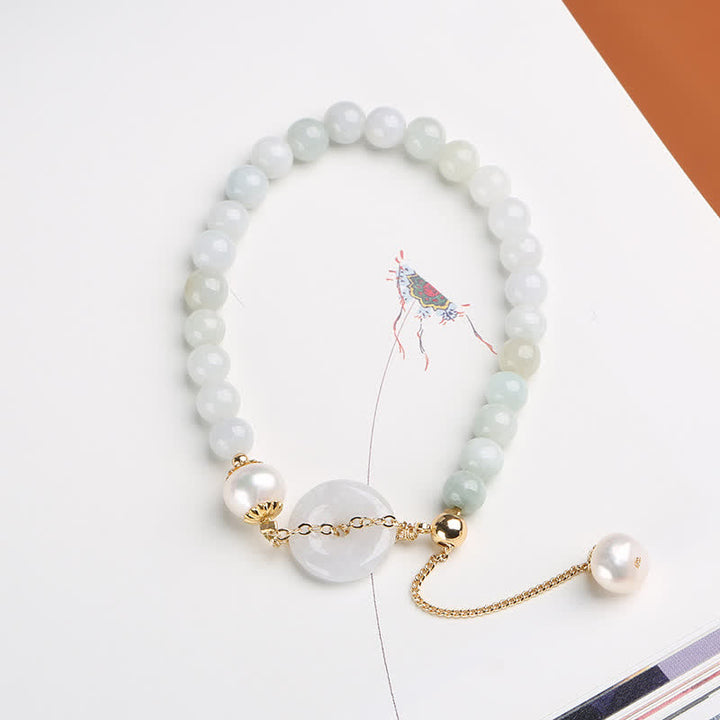 Natürliches Jade-Perlen-Friedens-Schnalle-Wohlstands-Glück-Armband