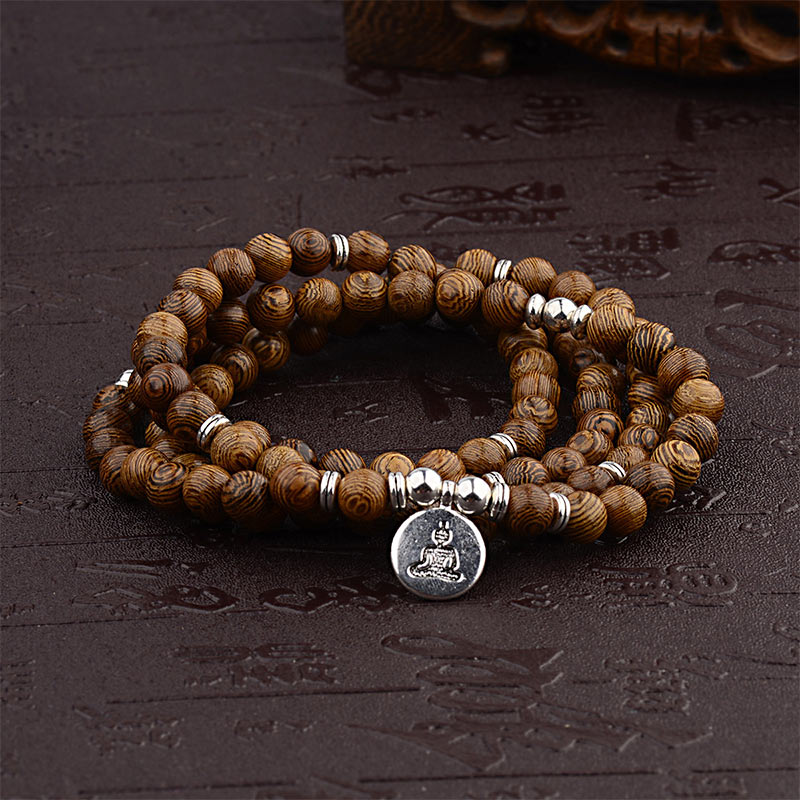 Buddha Stones, tibetisches Blitzschlag-Holzarmband, Lotus-Buddha-Mala