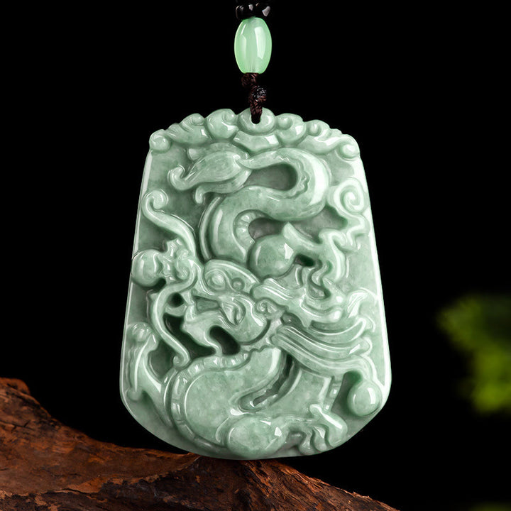 Buddha Stones, Jahr des Drachen, chinesisches Sternzeichen, Drache, aufsteigender Jade-Schutz, Perlenkette, Halsketten-Anhänger