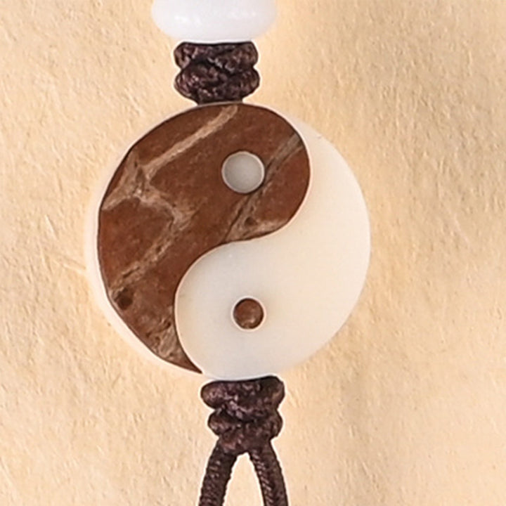 Buddha Stones Ebenholz YinYang Schutz Halskette Mala