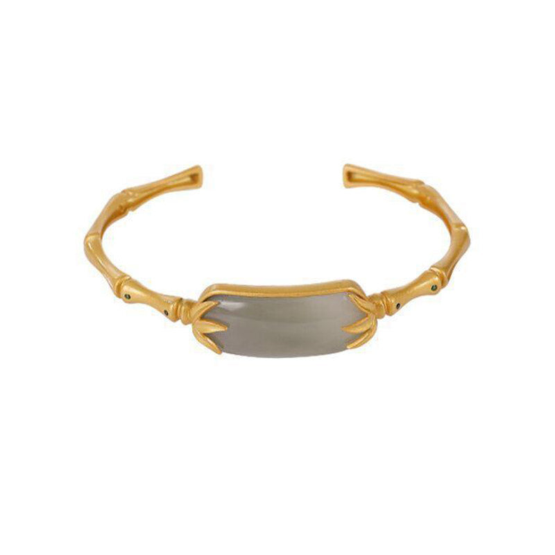 Buddha Stones 925 Sterling Silber Weiß Jade Glücksarmband Verstellbarer Armreif