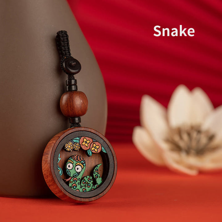 ❗❗❗Ein Flash-Sale – Buddha Stones, Jahr des Drachen, handbemalter chinesischer Sternzeichen-Schlüsselanhänger aus Palisander, geschnitzt, ruhig