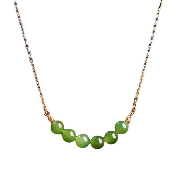 14 Karat vergoldeter Hetian Cyan Jade Perlen-Halskettenanhänger