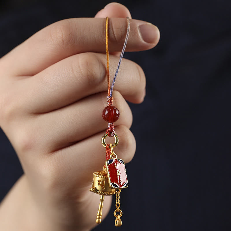 Buddha Stones, tibetische Om Mani Padme Hum Gebetsmühle, Amulett, Charm, Schutz, Handy-Hängedekoration