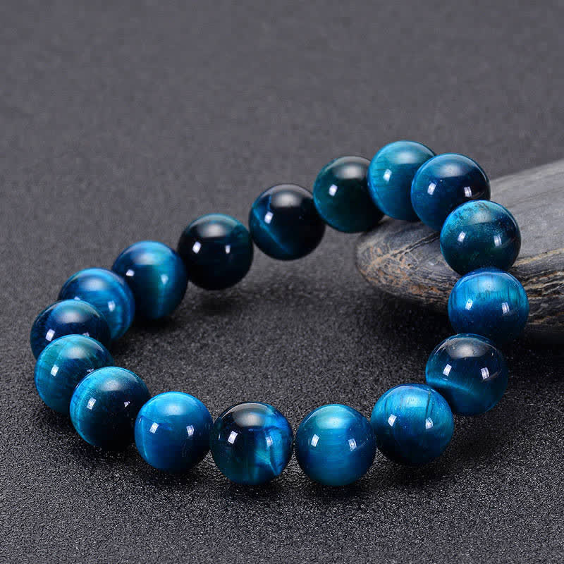 Buddha Stones Blaues Tiger-Augenschutz-Armband