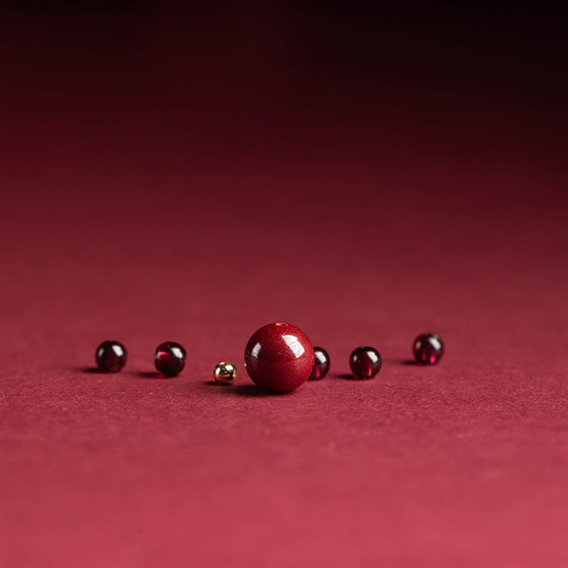 Buddha Stones Granat Zinnober Glücksperle PiXiu Om Mani Padme Hum Rose Schutzring