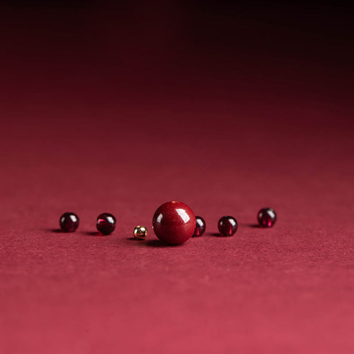 Buddha Stones Granat Zinnober Glücksperle PiXiu Om Mani Padme Hum Rose Schutzring