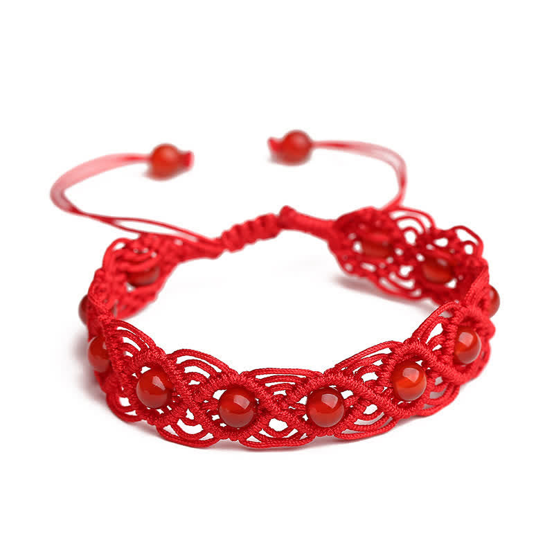 Buddha Stones Rotes Achat-Konfidenz-Armband mit roter Schnur