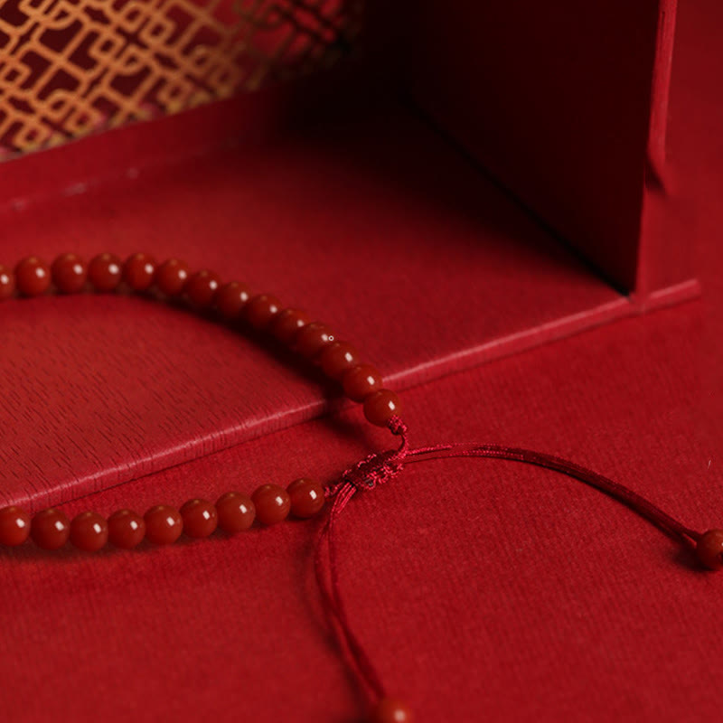 Buddha Stones Natürliches rotes Achat-Hetian-Jade-Armband mit doppelter Friedensschnalle