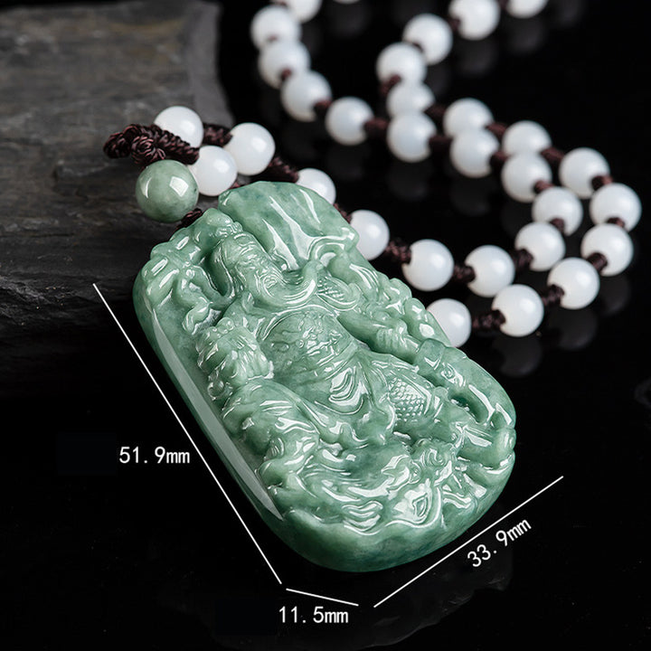 Natürliche Jade Guan Gong Amulett Reichtum Halskette Anhänger