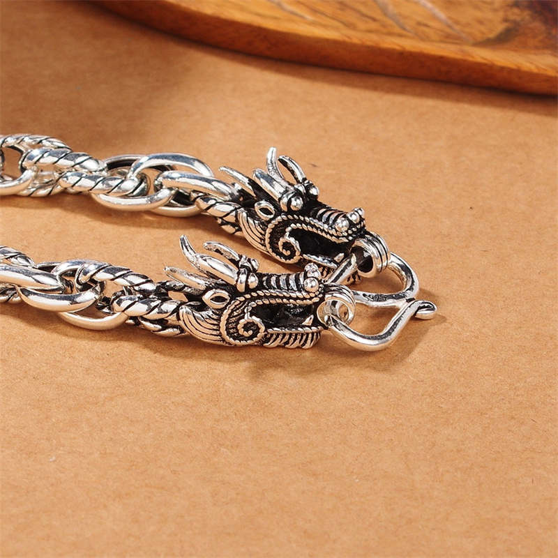 Buddha Stones 925 Sterling Silber Drachen-Glücksschutz-Armband