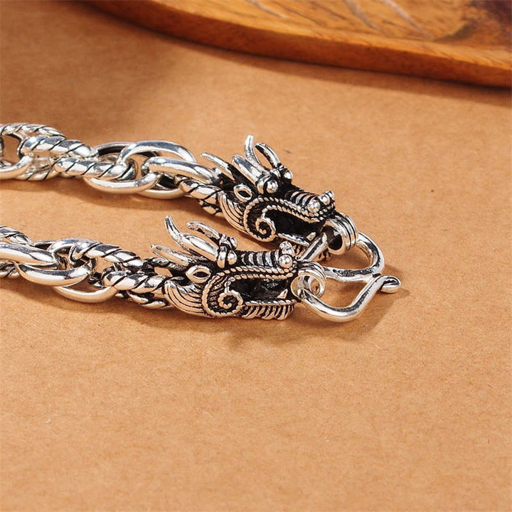 Buddha Stones 925 Sterling Silber Drachen-Glücksschutz-Armband