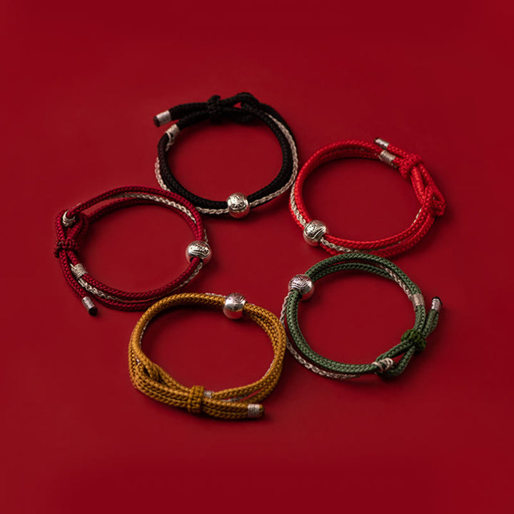 Buddha Stones 925 Sterling Silber Tibetisches Zakiram-Göttin des Reichtums-Glücksseil-Armband