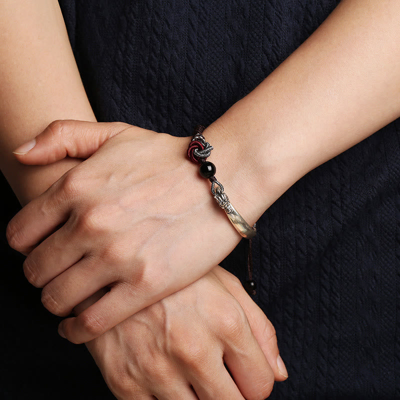 Handgefertigtes geflochtenes Armband aus 925er-Sterlingsilber mit Buddha Stonesn