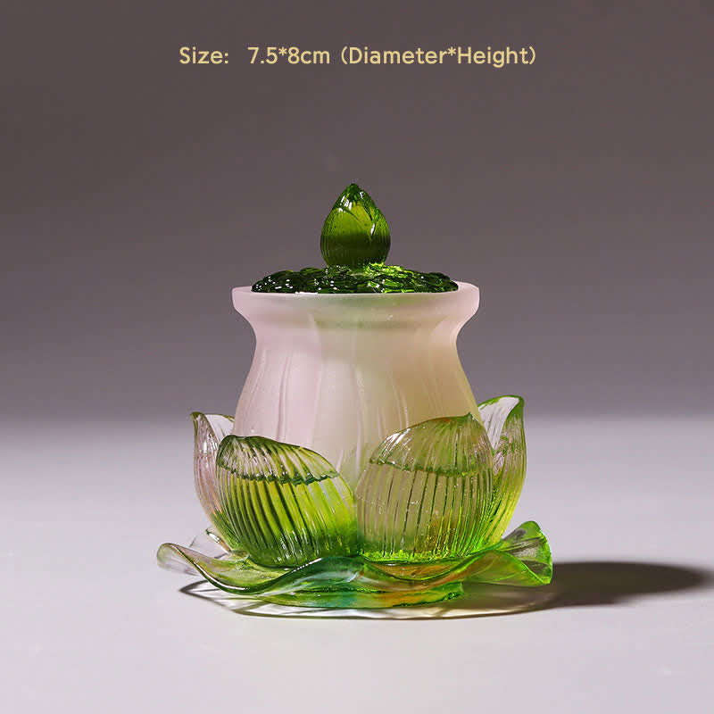 Feng Shui Lotus, handgefertigtes Liuli-Kristall-Kunststück, Heimbüro-Dekoration