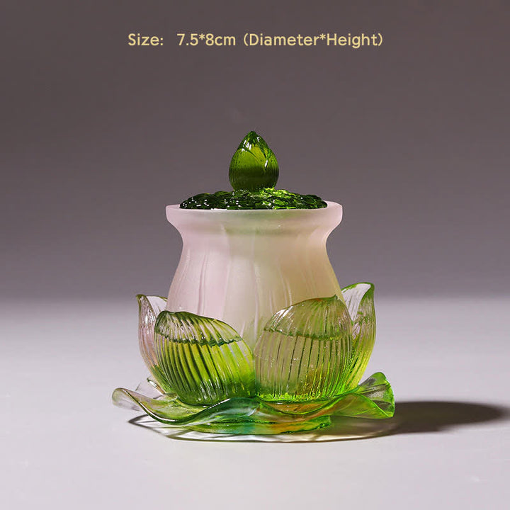 Feng Shui Lotus, handgefertigtes Liuli-Kristall-Kunststück, Heimbüro-Dekoration