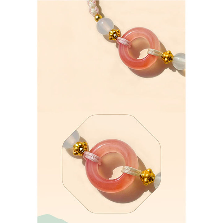 Buddha Stones Frieden und Freude Achat Friedensschnalle verheißungsvolles handgefertigtes geflochtenes Armband