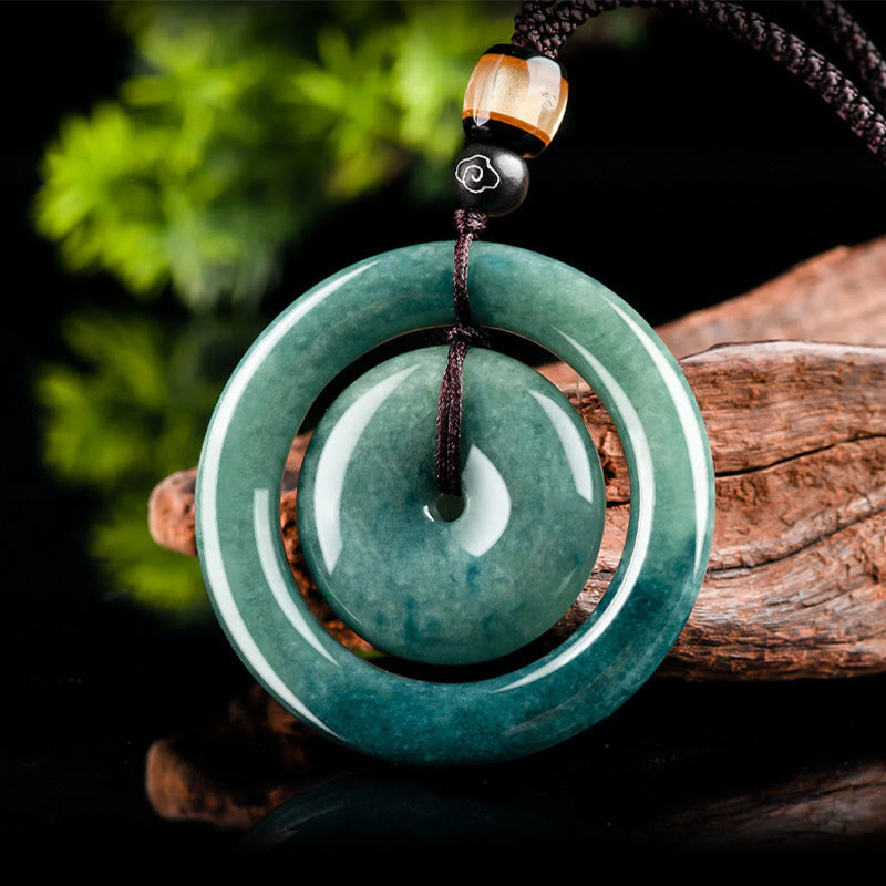 Halsketten-Anhänger mit Buddha Stonesn, natürlicher, runder Jade, Friedensschnalle, Glück, Wohlstand