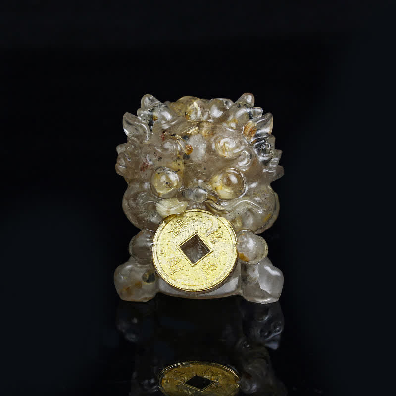 Buddha Stones, handgefertigt, niedlich, PiXiu, Goldmünze, Kristall, Fengshui, Energie, Reichtum, Glück, Heimdekoration