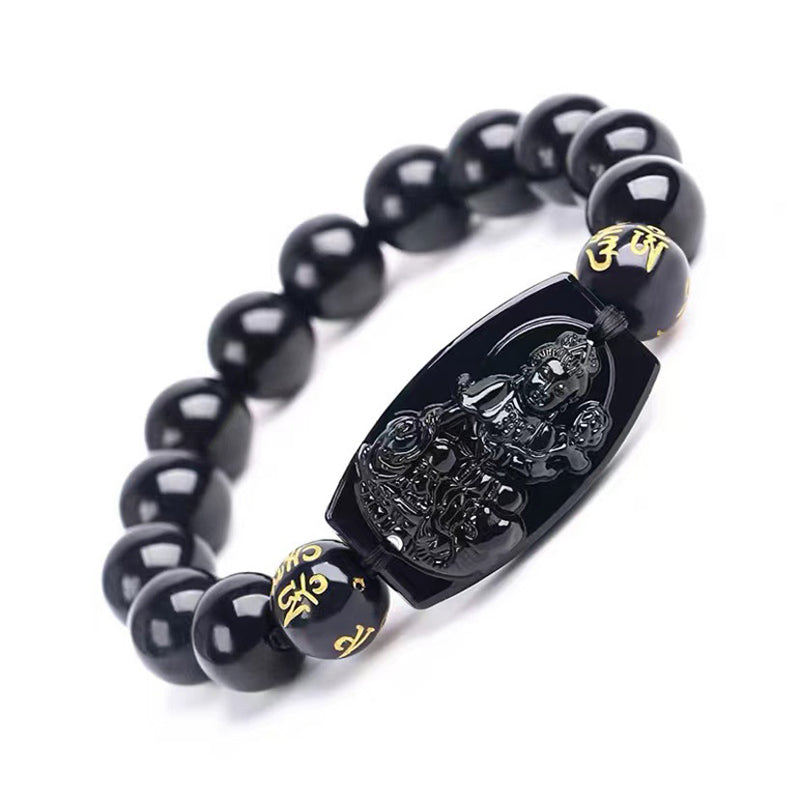 Buddha Stones Chinesisches Sternzeichen-Obsidian-Schutzarmband