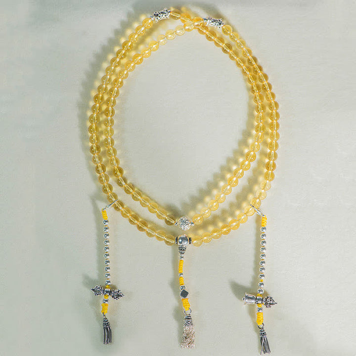 108 Mala-Perlen, 925er-Sterlingsilber, natürlicher Citrin, roter Achat, Weiß Jade, Wohlstands-Charm-Armband