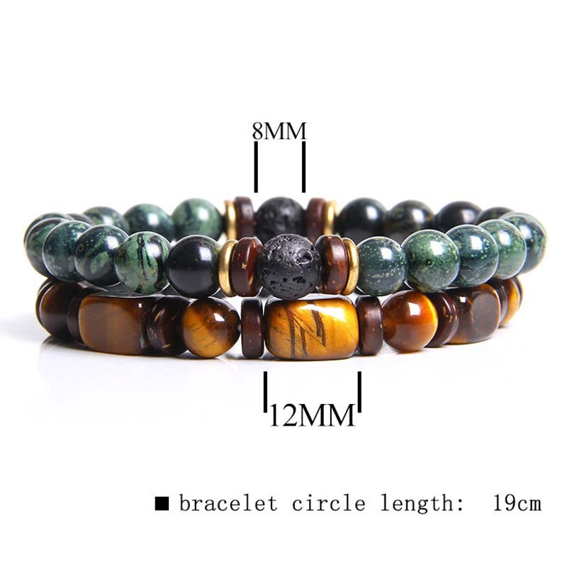 Buddha Stones 2PCS Heilkristall-Kaiserstein-Tigerauge-Perlenarmband
