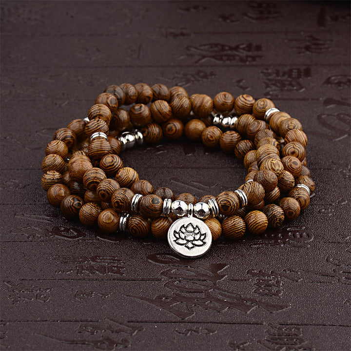 Buddha Stones, tibetisches Blitzschlag-Holzarmband, Lotus-Buddha-Mala