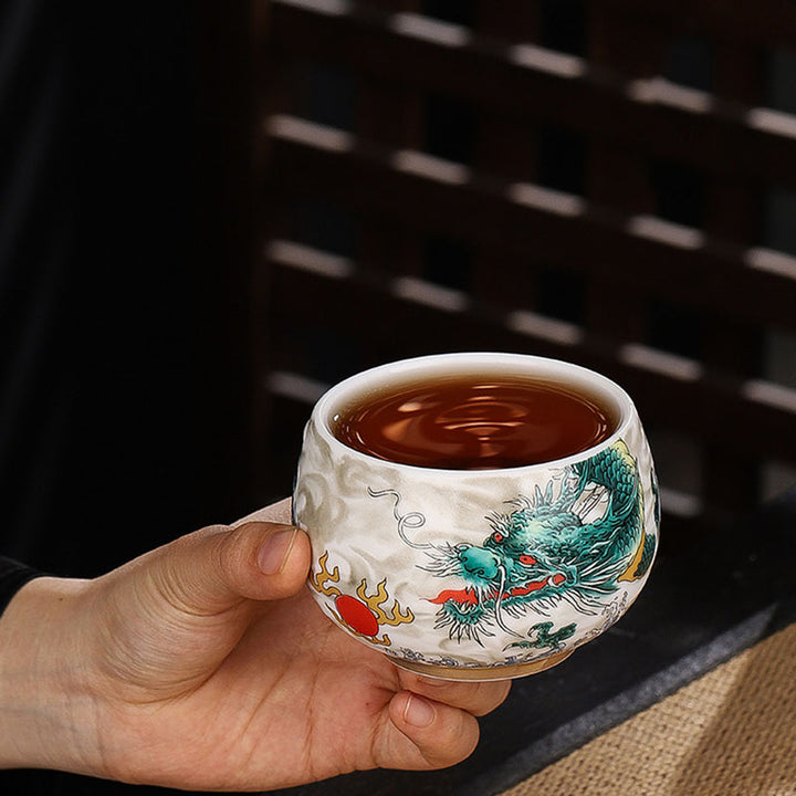 Buddha Stones, Drache, Zikade, Bambus, Hirsch, Kranich, Lotus, Pflaume, Blume, Keramik-Teetasse, Kung-Fu-Teetasse, Schüssel, 185 ml